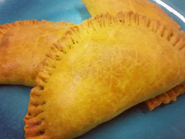 Golden baked Jamaican beef patties